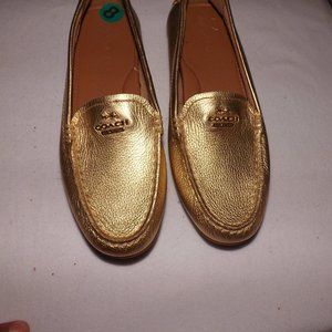 Coach Mary Lock Up Gold Metallic Driving flat Loafers - Size 8